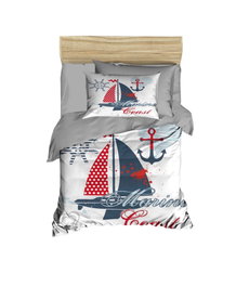 L'essentiel linge de maison Juego de funda nórdica para bebé PH164 Gris, Rojo y Blanco de 4 piezas